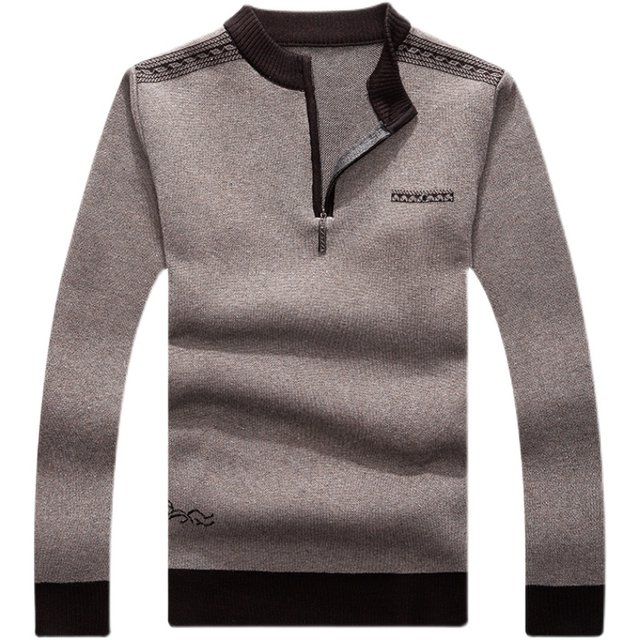 Ordos thickened warm cashmere sweater ຜູ້ຊາຍໄວກາງຄົນ zipper ເຄິ່ງຄໍເຕົ່າ sweater knitted bottoming woolen sweater