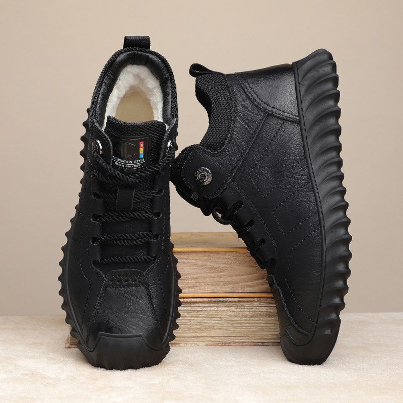 Winter cotton shoes men's 2021 new shoes plus suede warm winter shoes Han version 100 hitch high cylinder men snowy boots