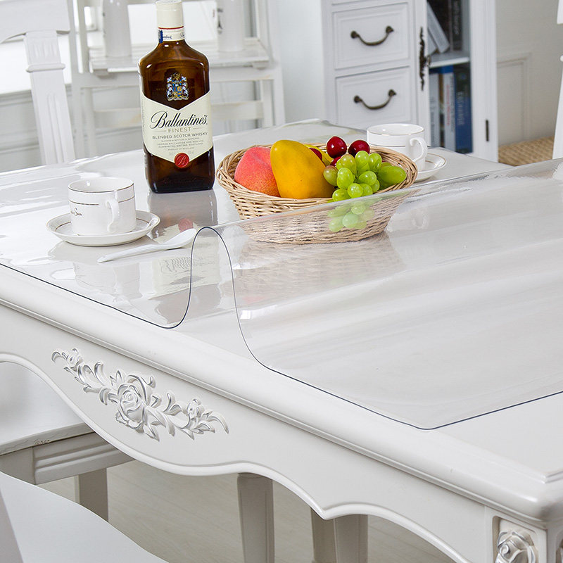 PVC waterproof table cloth anti-burn and soft plastic glass tablectable cloth free tea table mat transparent frosted crystal plate