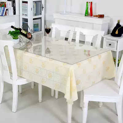 (Set)Bohong PVC environmental protection tablecloth Soft glass set of dual-use crystal plate dining table cloth Coffee table mat