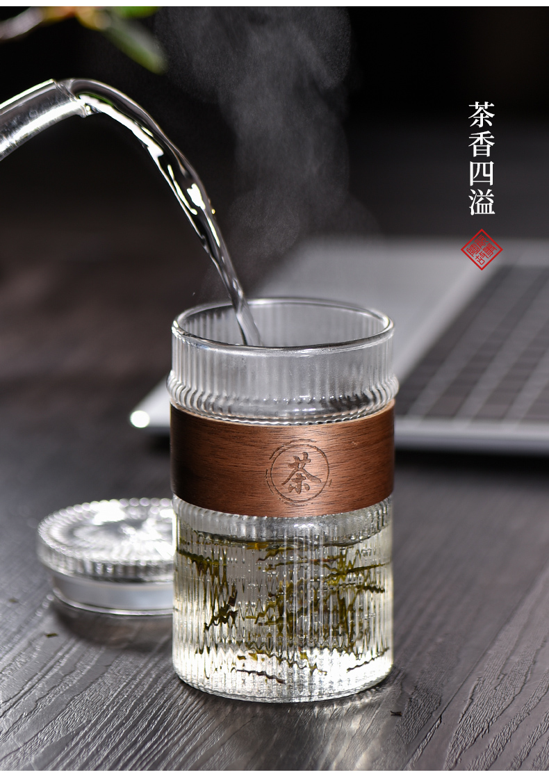 Ceramic story glass office portable filtration separation water cup tea tea cup with cover cups crescent cup