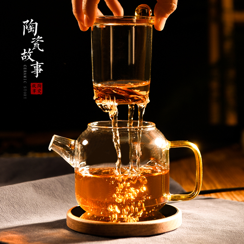 Ceramic story glass teapot filtering household utensils suits for spend one single pot with high temperature resistant to thicken the teapot