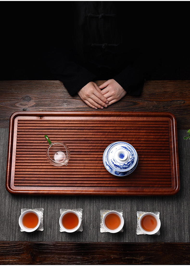 Ceramic story household solid wood tea tray was dry drainage and small tea table kung fu tea set hua limu tea tray