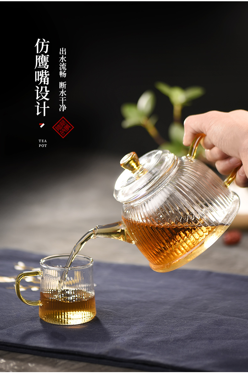 Ceramic story glass teapot household high - temperature water separation teapot upset little teapot tea set