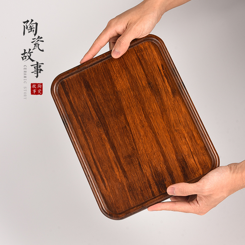 Ceramic story heavy wood tea tray was Japanese pallet small dry mercifully for household saucer solid wood kung fu tea accessories