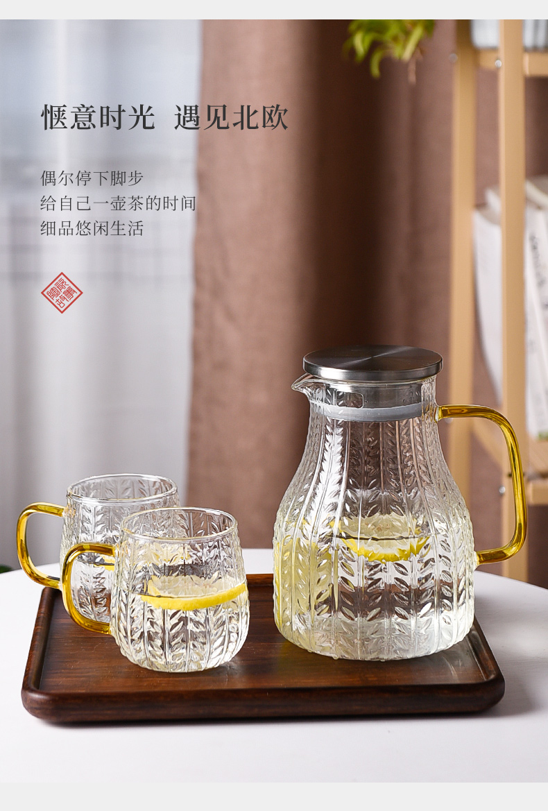 Cold water bottle glass ceramic story high - temperature firm pot of large capacity Nordic creative Cold boiled water kettle cup suit