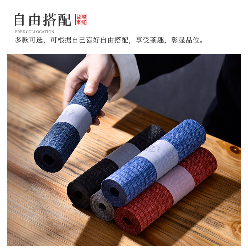 The Story of pottery and porcelain tea tea towel cloth mat bamboo waterproof as tea tray mat Japanese zen Chinese tea taking