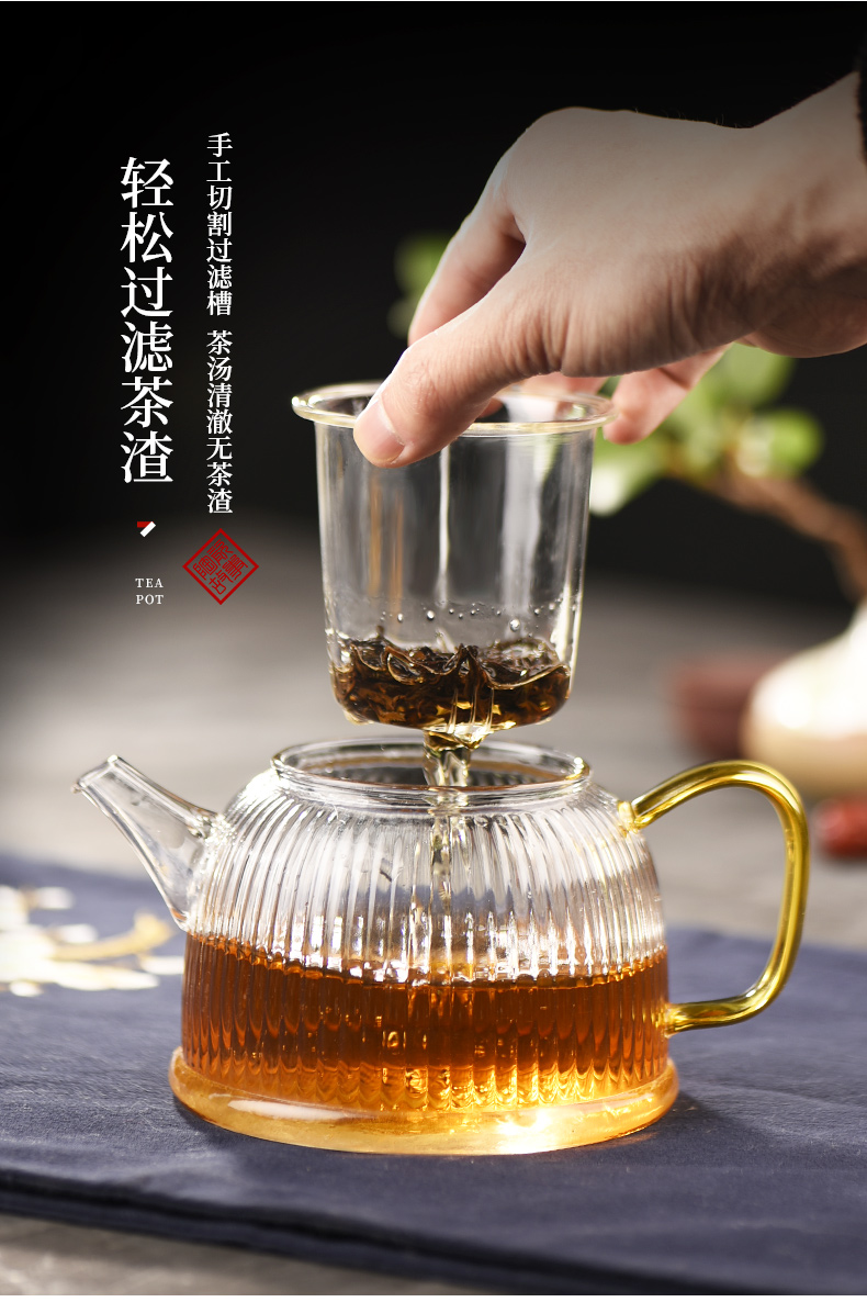 Ceramic story glass teapot household high - temperature water separation teapot upset little teapot tea set