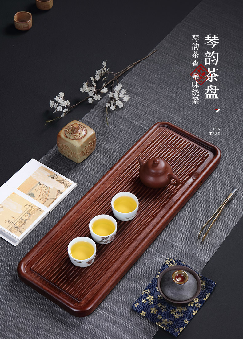 Ceramic story hua limu wet ground drainage home kung fu tea tea set tea Joe contracted solid wood dry terms