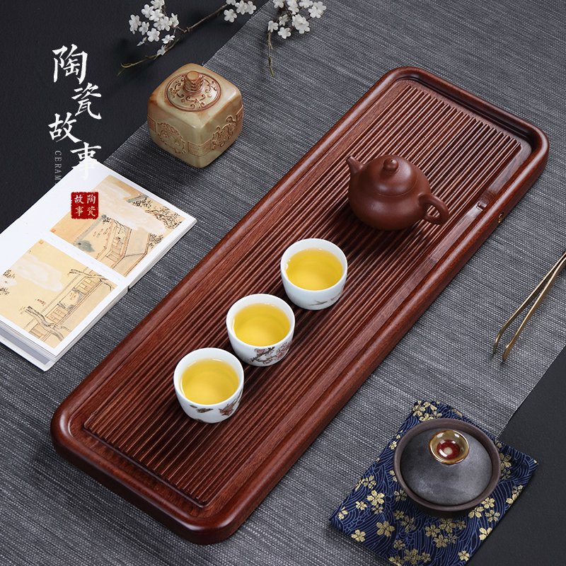 Ceramic story hua limu wet ground drainage home kung fu tea tea set tea Joe contracted solid wood dry terms