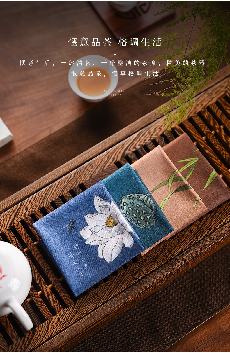 Story of pottery and porcelain tea towel thickening suction a pot of zen tea table cloth towel wipes coloured drawing or pattern of high - grade tea table cloth pad