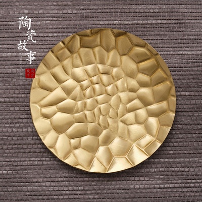 Ceramic story pure copper saucer coasters metal vintage Japanese hammer creative accessories kung fu tea set with zero