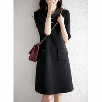 2021 young luxury spring new POLO lapel half open placket thin medium-long dress female