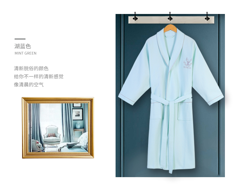 Áo choàng tắm của phụ nữ cotton mùa hè mỏng áo choàng nam mùa xuân và mùa thu đôi waff cotton thấm mềm áo choàng khách sạn đồ ngủ nữ quần áo ngắn