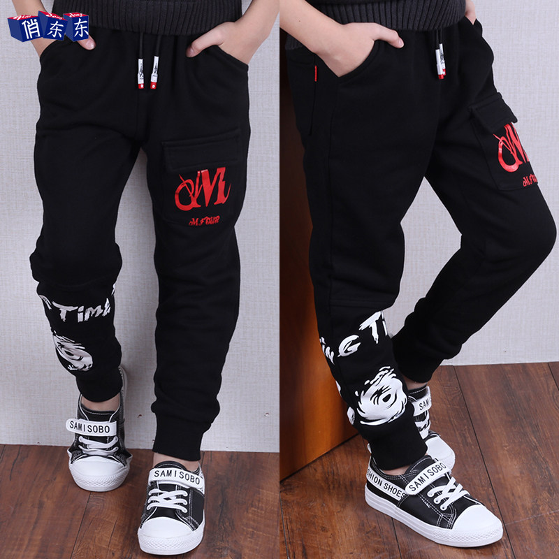 Boys plus plus sports pants 2021 winter wear new Korean version of the foreign children's sweat pants in the big boy casual pants tide