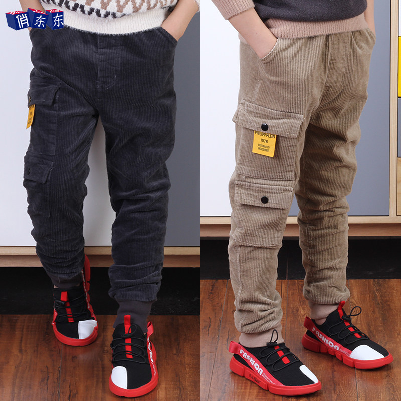 (Clear Cabin) Boy Light Core Suede Pants 2021 Spring Autumn Clothing Korean version Children's cotton pants CUHK Scout Casual Pants Tide