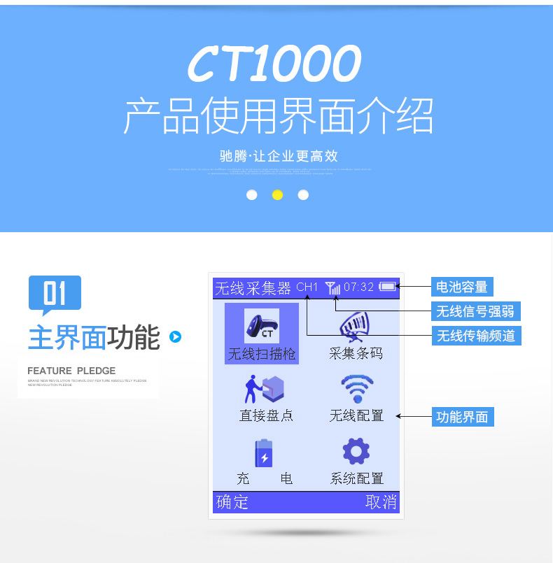 Chi Teng CT1000 thu thập dữ liệu Súng quét mã vạch không dây máy đếm pda - Thiết bị mua / quét mã vạch