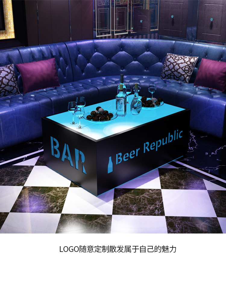 KTV luminous tea Several new colorful minimal bar high-end marble European sofa card seat customized