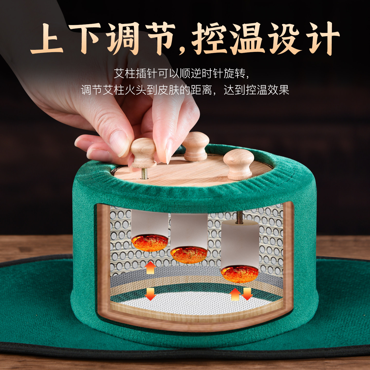 Wooden Moxa Box Moxibustion Jar Full Body Warming Tool with 54 Moxa Sticks for Home Waist and Belly Use in use