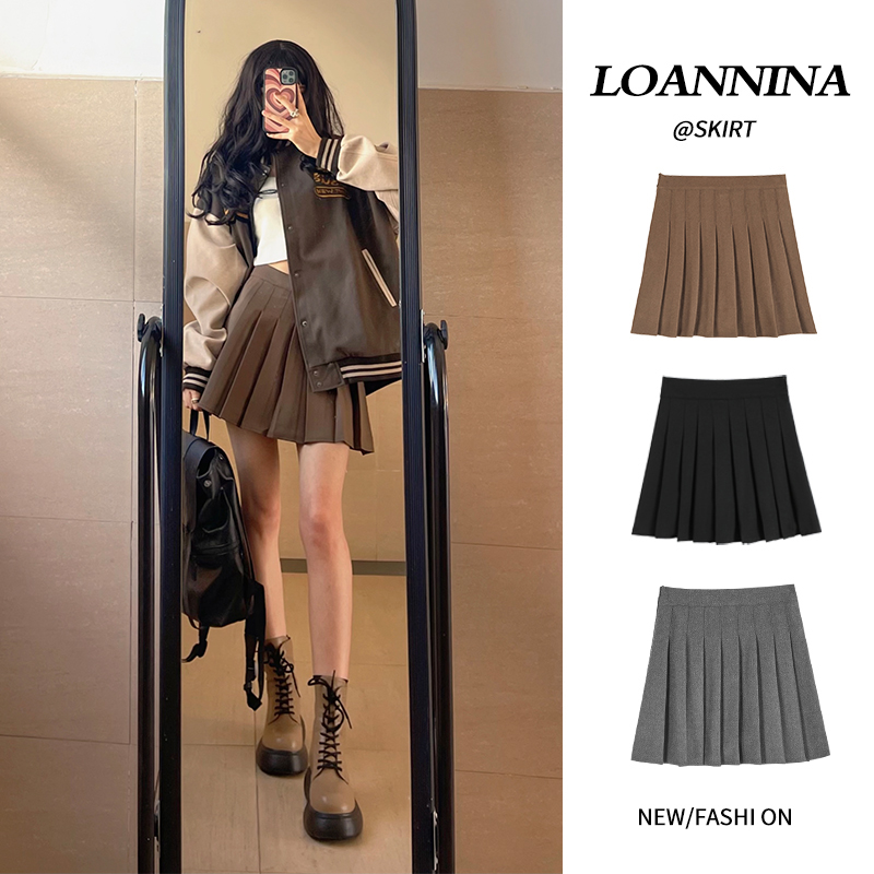 Khaki pleated skirt women's skirt short skirt Spring and Autumn Summer 2022 New High Waist Student Fall/Winter Skirt A-line skirt