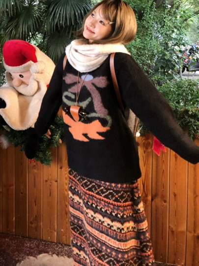 Коричневая юбка Fair Isle для женщин, осень и зима 2025, новая тонкая плюшевая юбка А-силуэта с высокой талией для маленьких людей, юбка, закрывающая ягодицы