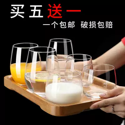 Transparent glass cup household breakfast milk drink cup Net red ins Wind heat-resistant juice cup simple water Cup