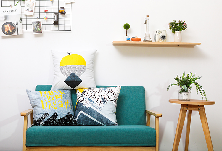 Bắc Âu gió gối màu vàng hình học đệm màu xám in sofa gối gối gối bay cửa sổ phòng ngủ giường thắt lưng - Trở lại đệm / Bolsters gối tựa lưng ghế gỗ