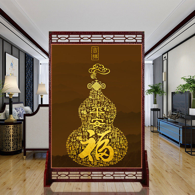 Chinese solid wood screen living room leather hollow seat screen partition wall Hotel bedroom entrance block household Baofu map