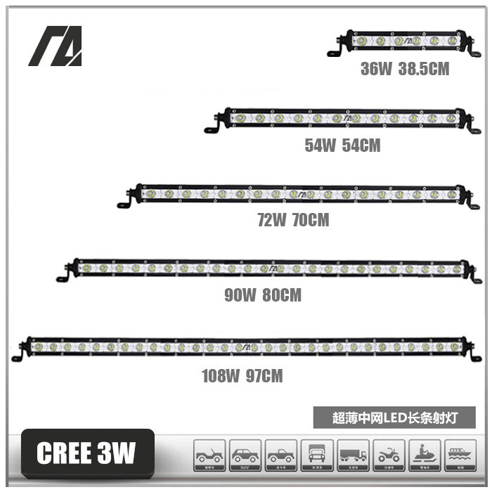 Car Super Bright LED Burst Strip Lamp Far Light Dog Ultrathin Midnet Retrofitted Roof Front Stem Light Strip Spotlight