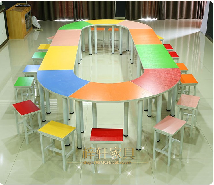 Trapezoidal splicing conference negotiation table free splicing office desk chair simple oval table training table school furniture