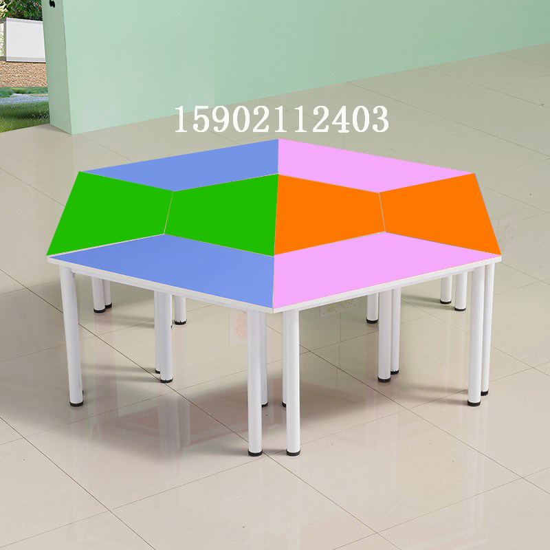 Training institution school middle school students trapezoidal table splicing desk color children's art room tutoring desk and chair set