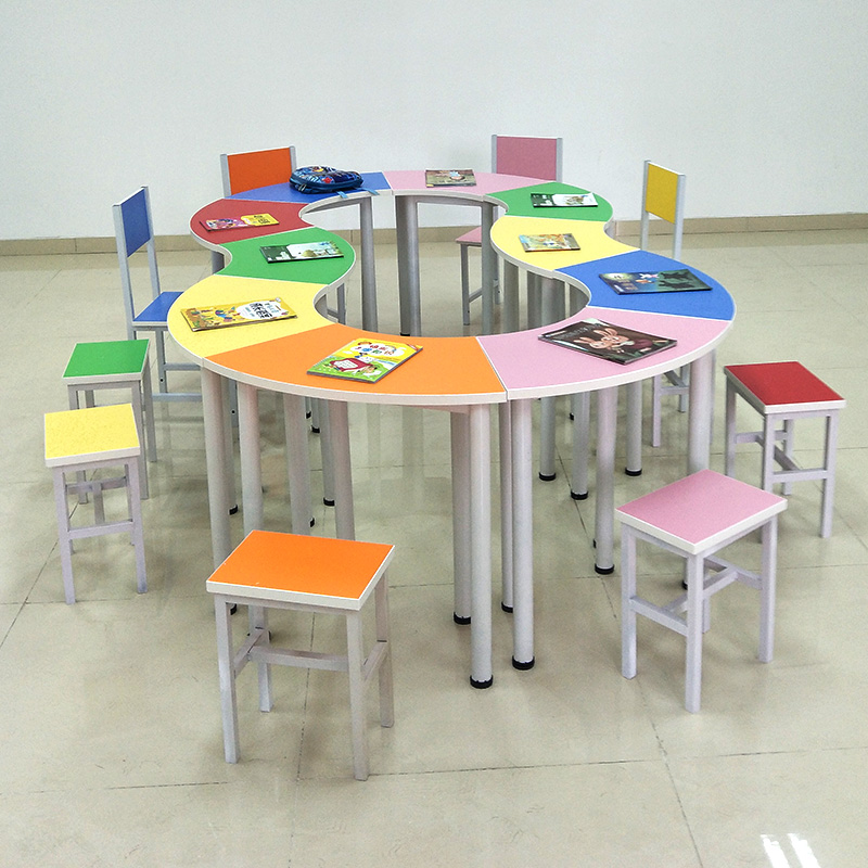 Professional group game activity table and chair props music classroom table English reading table arc splicing combination table