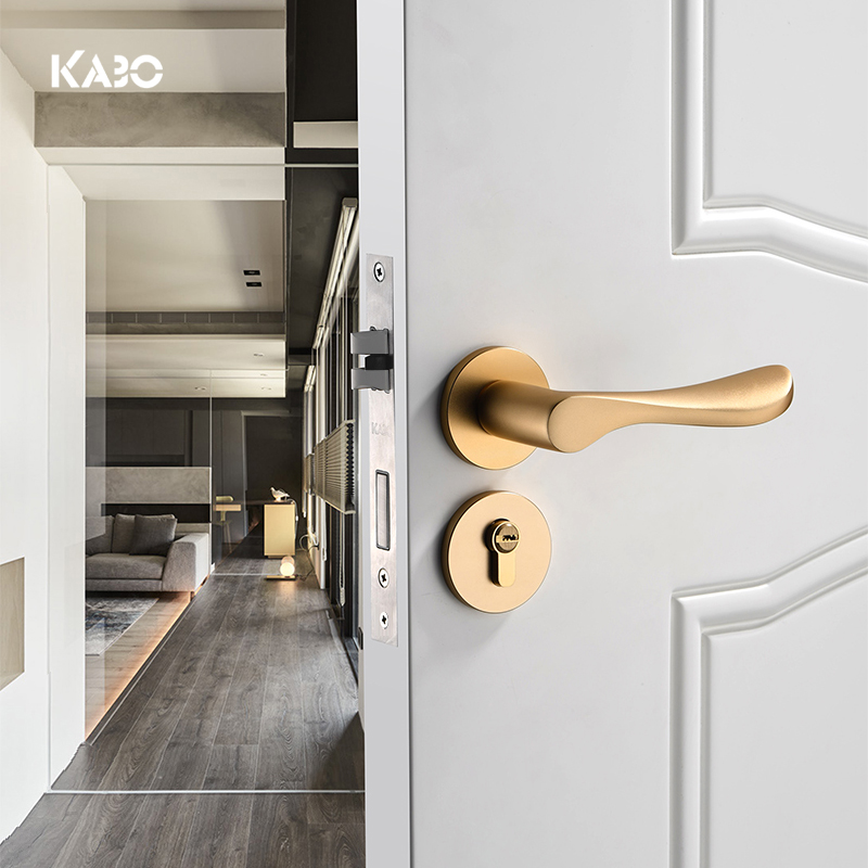 German KABO door lock Indoor bedroom Two-style minimalist golden room door lock Home Makeup Room Silent Solid Wood Door Lock