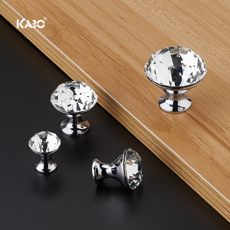 KABO Crystal Handle Closet Handle Cabinet Door Single Hole Diamond Overall Cabinet Glass Ball Handle Drawer Handle
