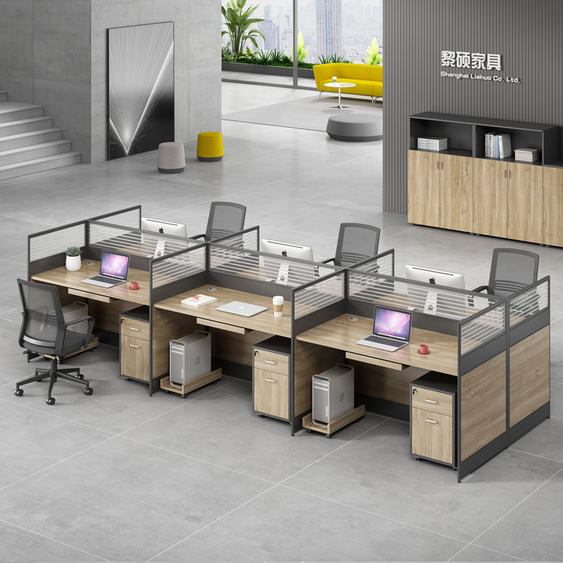 Screen card seat desk and chair combination computer simple modern staff position 4 four-person 6 desk office