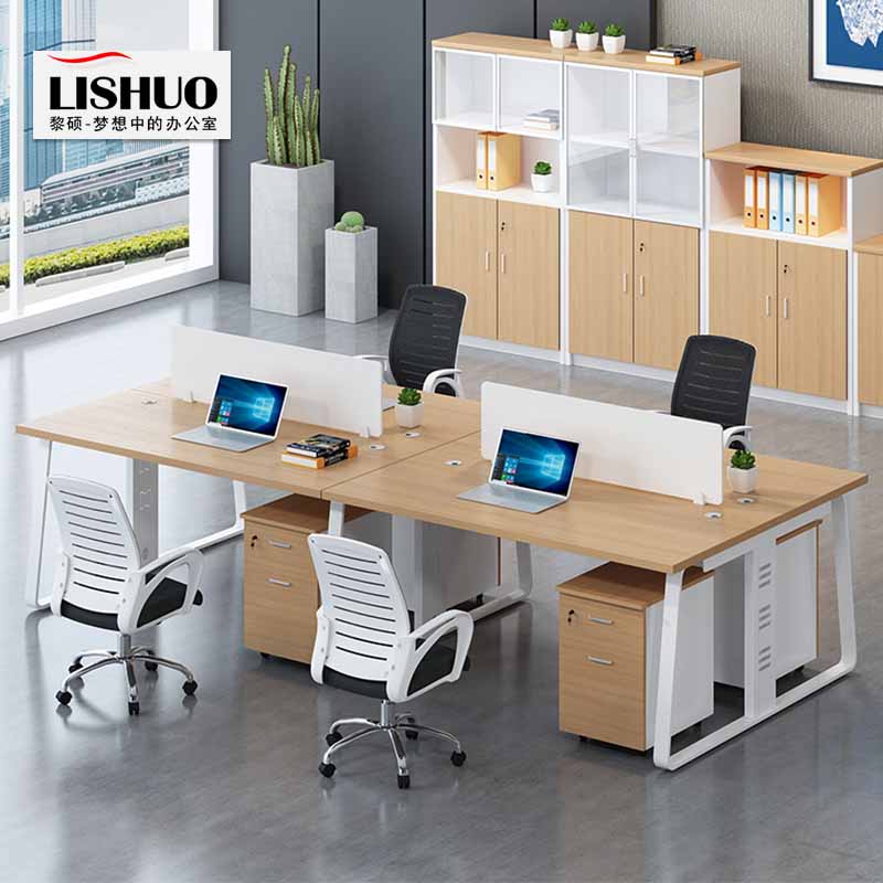 Staff desk Simple modern office desk and chair combination screen work 6 staff positions computer four-position furniture
