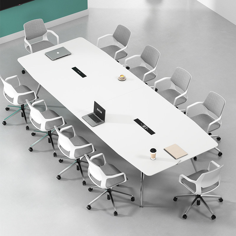 Conference table long table simple modern small desk paint Nordic conference room table and chair combination white negotiation table