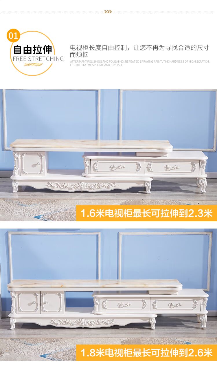 Tủ tivi châu Âu bàn cà phê bàn ​​ăn và ghế kết hợp đá cẩm thạch ba mảnh hiện đại đơn giản Bộ bàn ghế phòng khách châu Âu - Bộ đồ nội thất kệ tivi