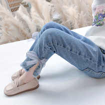 Girls jeans foreign style wear 2021 new childrens Korean nine-point pants female baby spring fashion pants