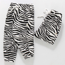 Girls  health pants foreign style 2021 spring and autumn new childrens trousers childrens zebra pattern graffiti sports pants tide