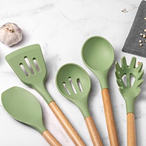 Dark green silicone shovel six-piece set of kitchenware 7-piece silicone kitchenware Net red kitchen supplies fried shovel soup spoon Colander