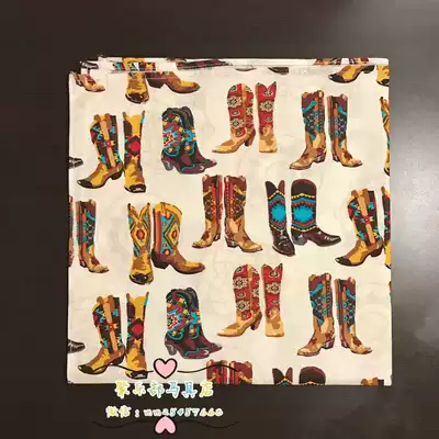 Western denim square towel of American origin, face towel, bib, pure cotton, soft cowboy boots, pattern, Ju Lok club