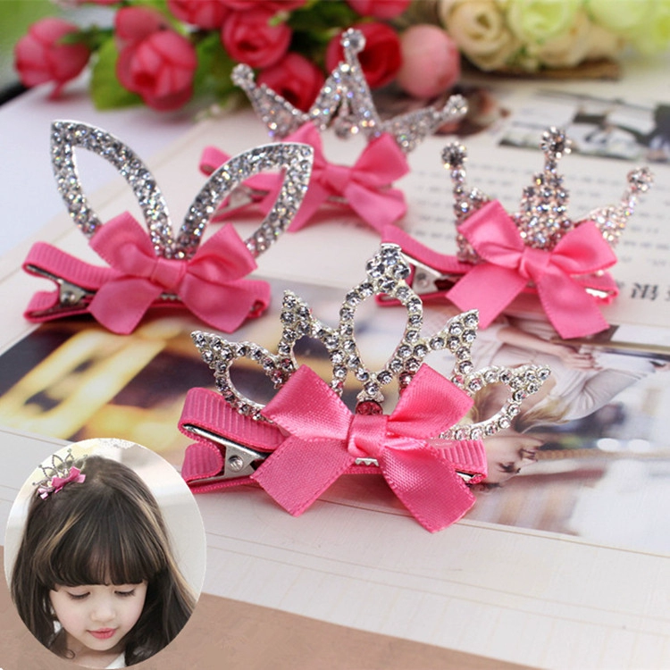 Phiên bản Hàn Quốc của phụ kiện tóc cửa hàng trẻ em rhinestone vương miện kẹp tóc cao cấp trang sức đầu cô gái Han Fan nơ tóc mái - Phụ kiện tóc