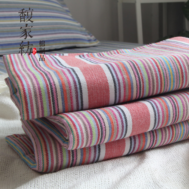 2020 new pure cotton old coarse cloth mats three-piece summer home textiles woven coarse mats thickened and customizable - Taobao