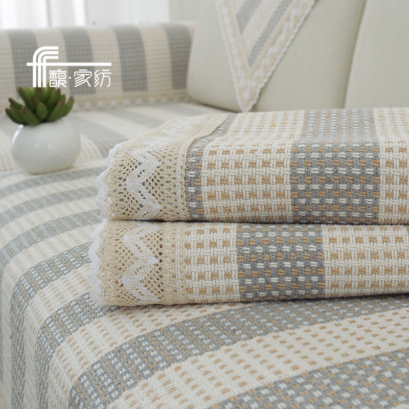 Cotton and linen sofa cushion four seasons universal anti-static cotton non-slip coarse cloth sofa cushion towel summer simple and modern can be customized - Taobao