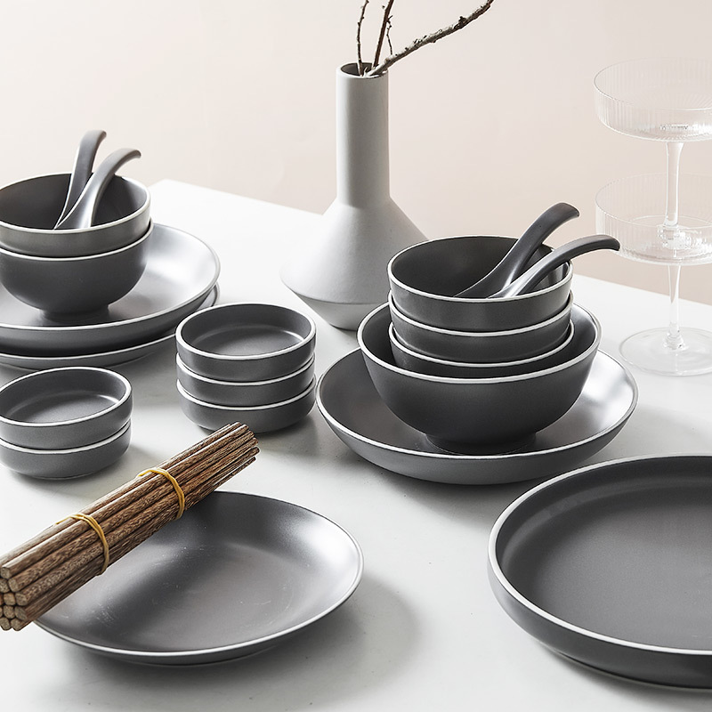 Yogurt Household Ceramic Bowls and Plates, Nordic Simple Matte Tableware, Creative Western-Style Plates, Rice Bowls, Soup Bowls, ins Pieces of Tableware