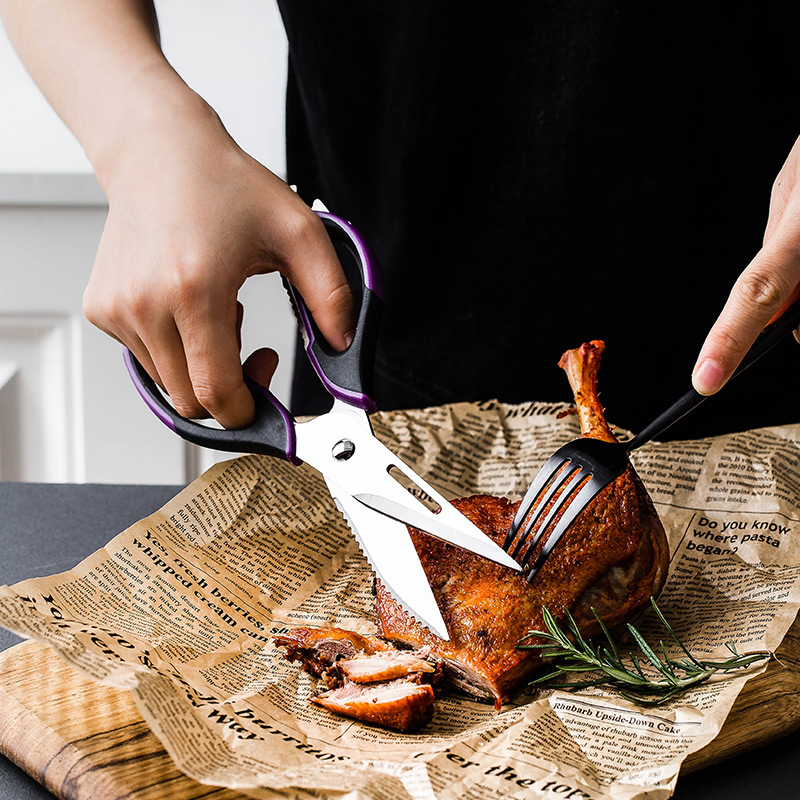 Stainless steel kitchen scissors multifunctional food scissors barbecue scissors strong chicken bone scissors durable refrigerator scissors