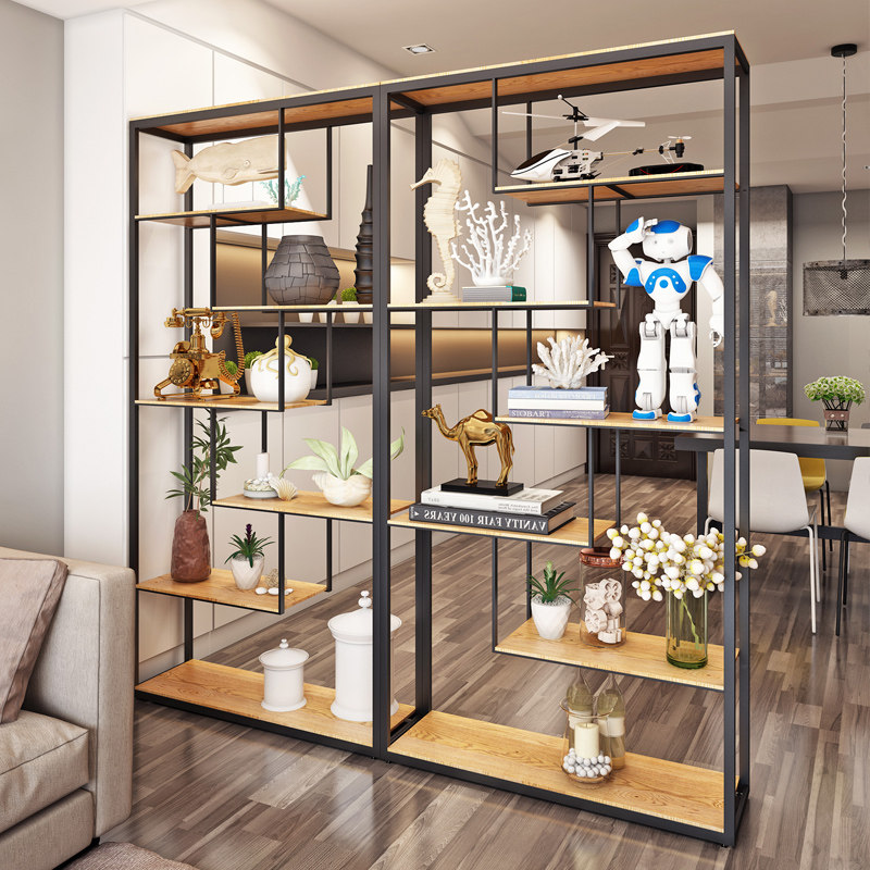 Iron partition screen shelf office living room industrial wind porch ...