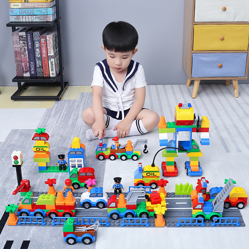 Children's city police building block toy baby puzzle assembly car 2 girls boys 3-6 years old gift