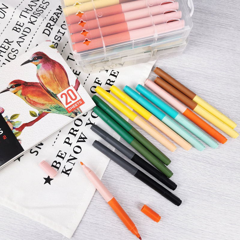 Export Order for Children Double Head Water Colour Pen Children drawing suit Kindergarten water-based Colour Pen 24 Macpens